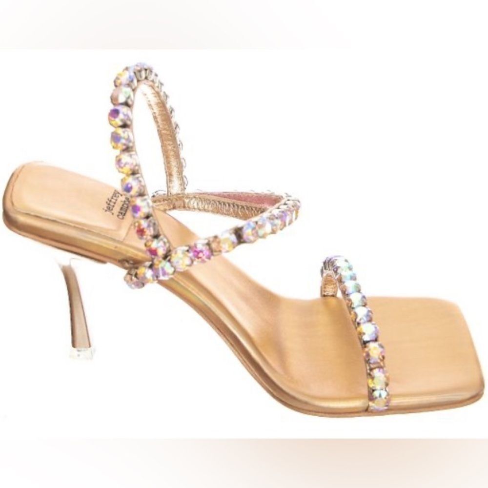 Jeffrey Campbell Womens Saints Rose Gold Metallic Pu+Faux Diamo Sandals Size 8.5 - Picture 4 of 10